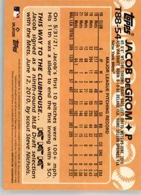 Jacob deGrom - 2023 Topps - #T88-54 - 1988 Topps Baseball 35th Anniversary - Baseball Card Single