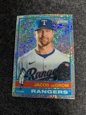 Jacob deGrom - 2025 Topps Heritage - #279 - Chrome Silver Sparkle Refractor - Baseball Card Single