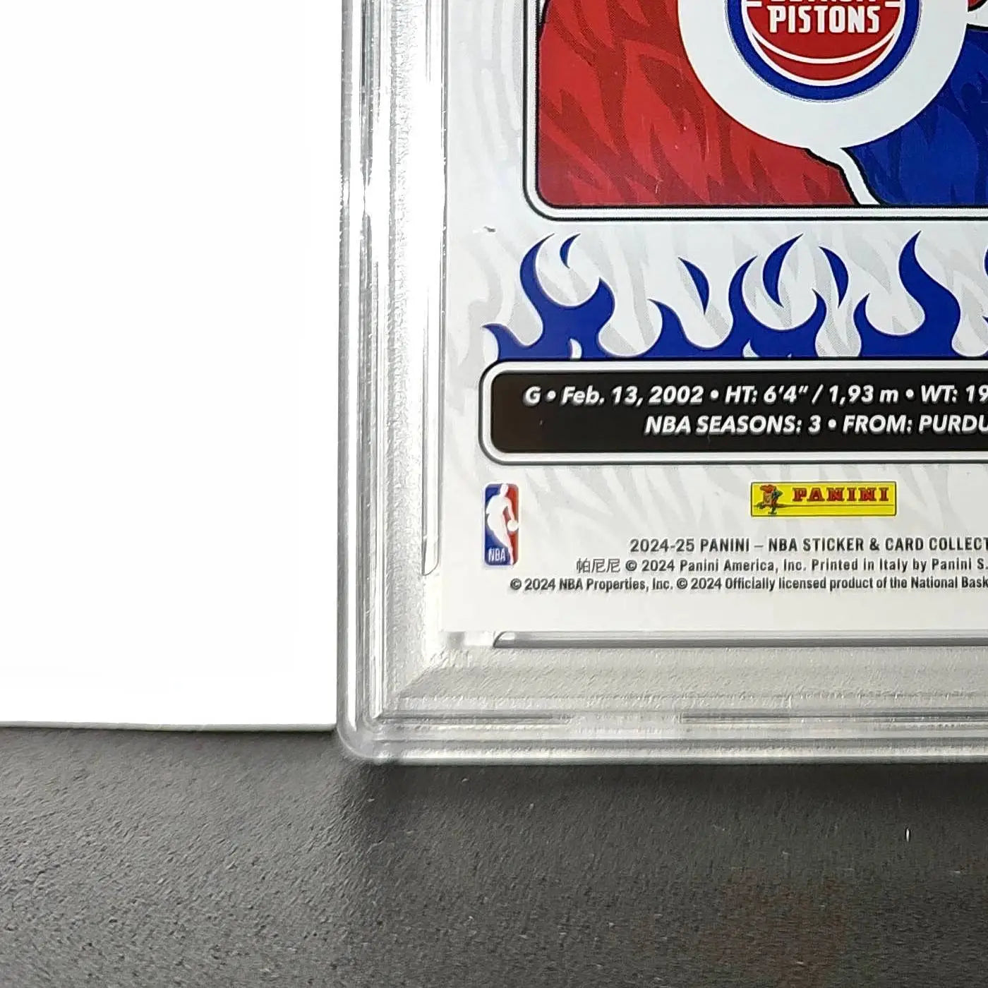 Jaden Ivey 2024-25 Panini NBA #17 Sticker 50/75 Purple Foil PSA 8 NM-MT - Basketball Card Single
