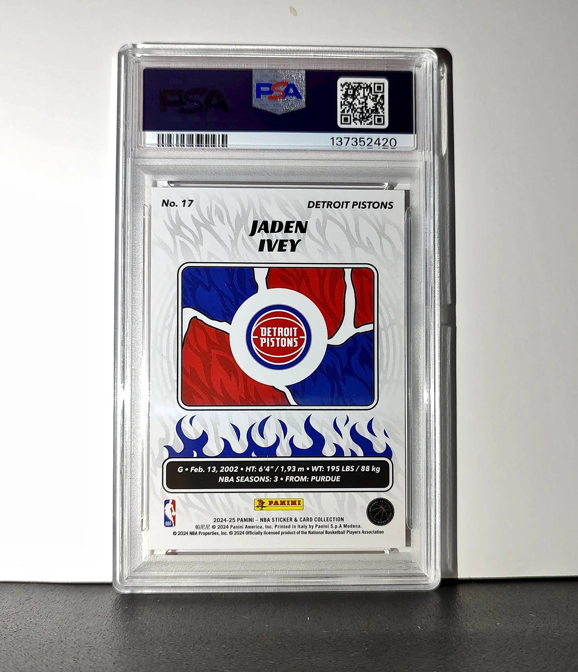 Jaden Ivey 2024-25 Panini NBA #17 Sticker 57/100 Red Foil PSA 8 NM-MT