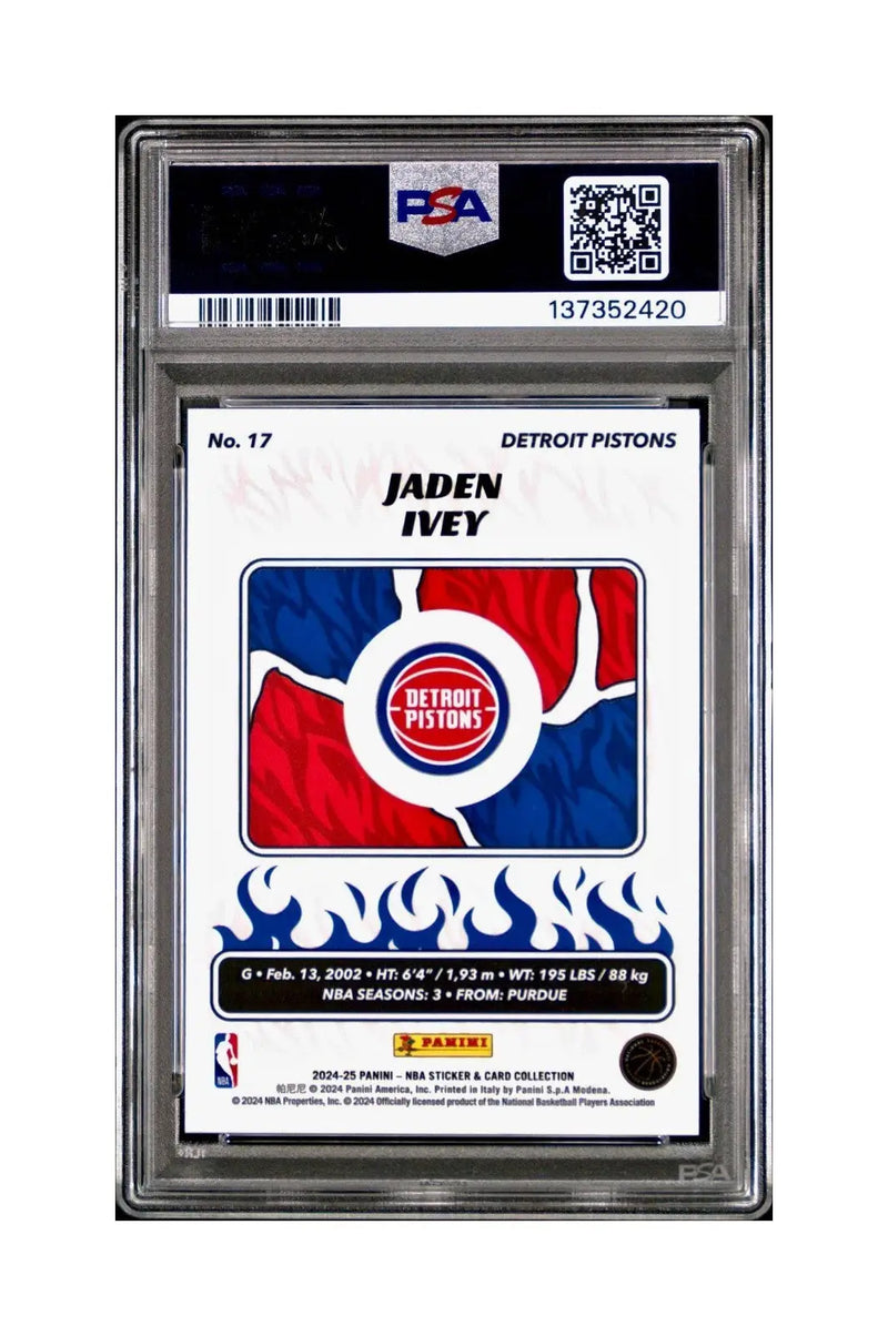 Jaden Ivey 2024-25 Panini NBA #17 Sticker 57/100 Red Foil PSA 8 NM-MT