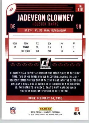 Jadeveon Clowney - 2018 Donruss - #118 - Football - Football Card Single