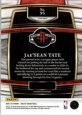 Jae’Sean Tate - 2021-22 Panini Select - #95 - Orange Flash Prizms Basketball - Basketball Card Single