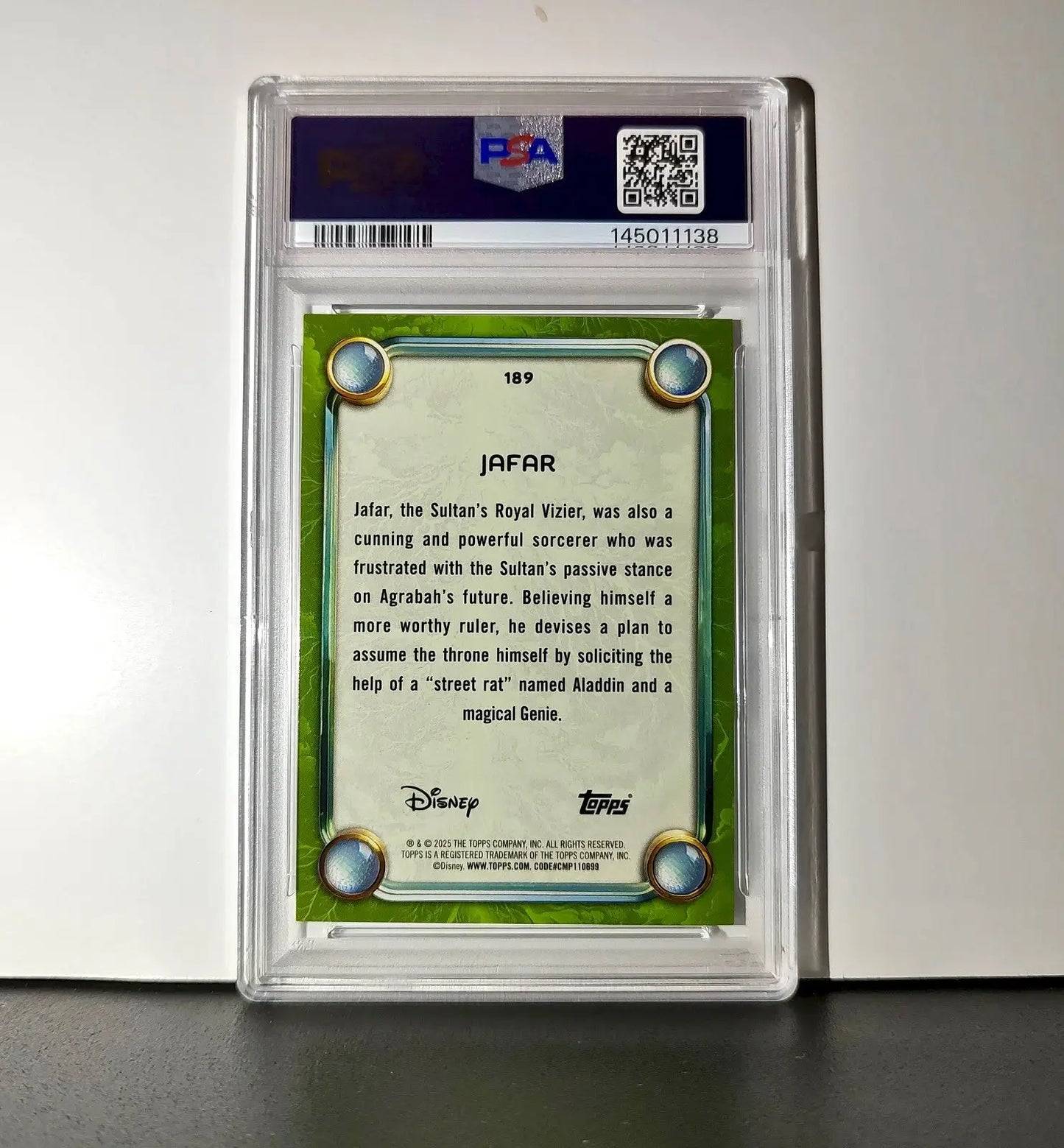 Jafar 2025 Topps Disney Wonder #189 Card Aladdin (2019) PSA 10 - Non-Sports Card Single