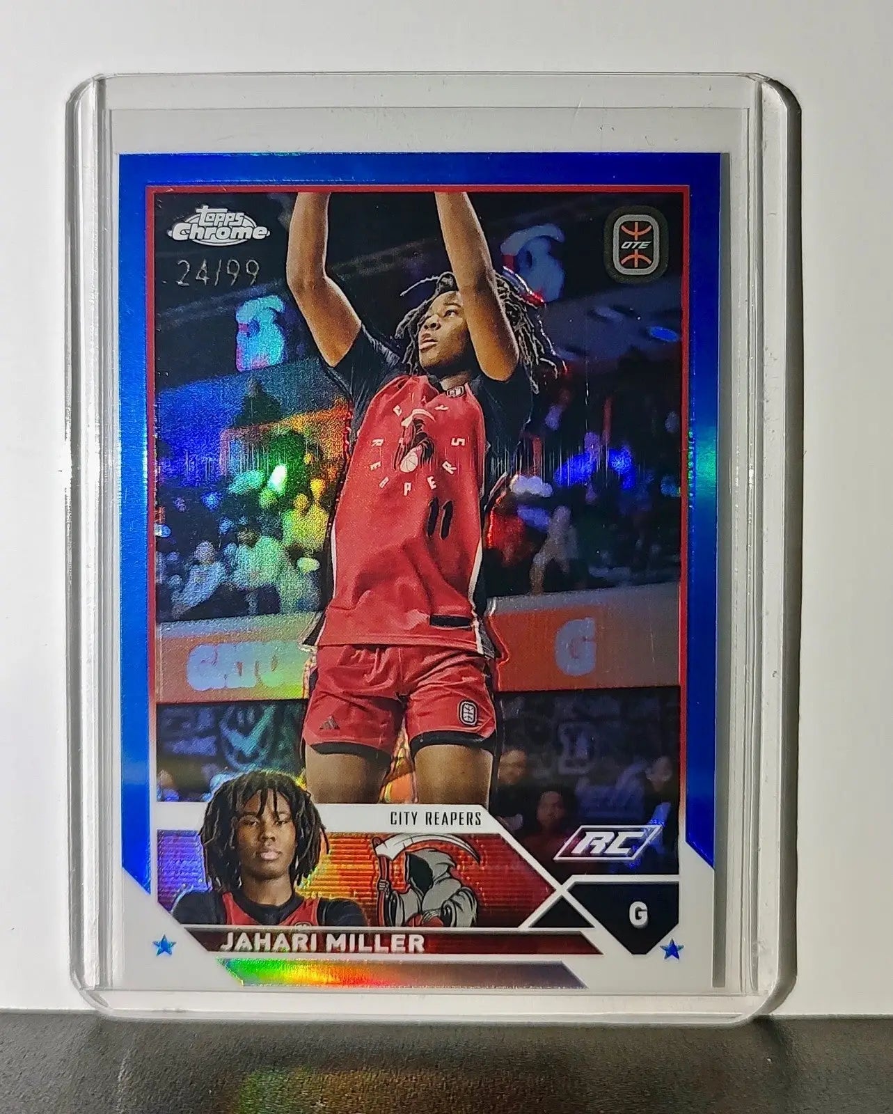 Jahari Miller 2023-24 Topps Chrome Overtime Elite #37 24/99 Blue Refractor - Basketball Card Single