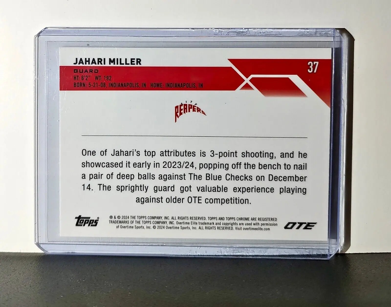 Jahari Miller Rookie Card 2023-24 Topps Chrome Overtime #37 City Reapers - Basketball Card Single
