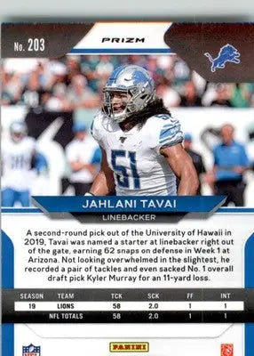 Jahlani Tavai - 2020 Panini Prizm - #203 - Prizm Green Football - Football Card Single