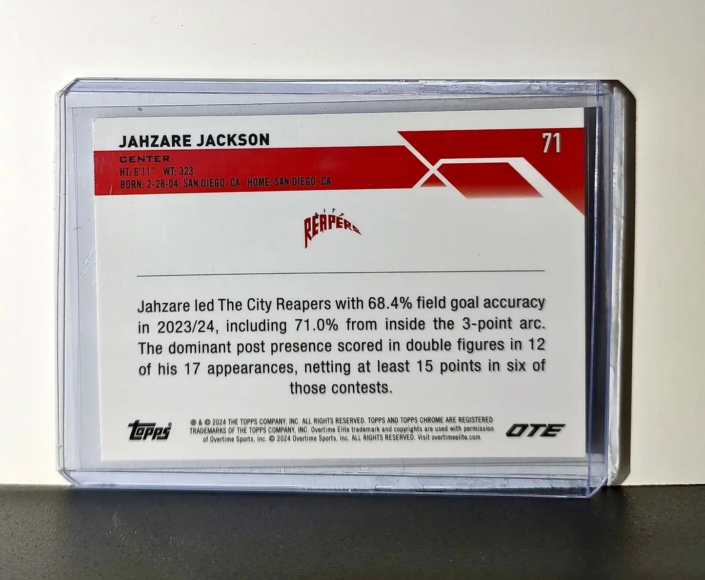 Jahzare Jackson 2023-24 Topps Chrome Overtime #71 Card City Reapers - Basketball Card Single