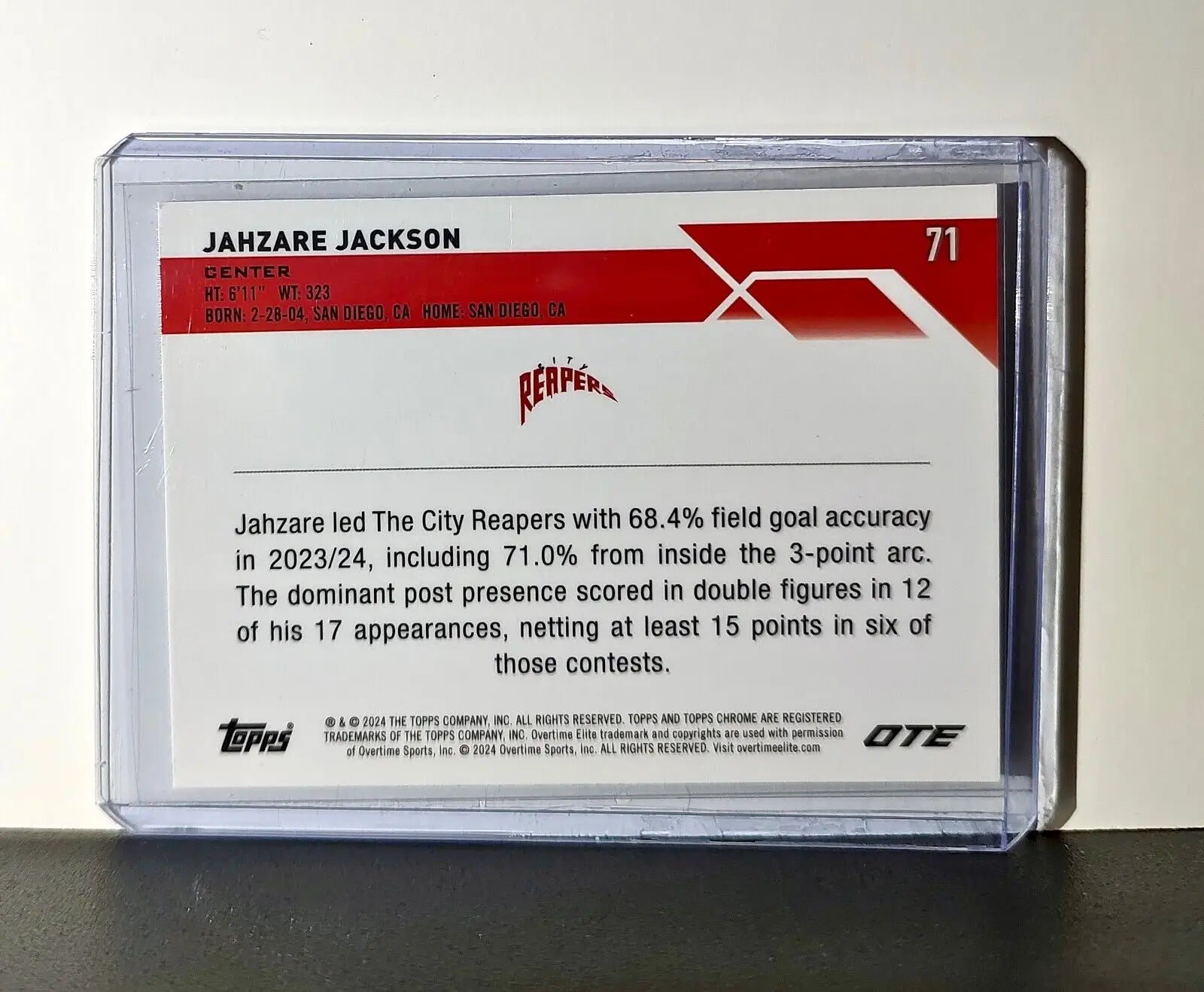 Jahzare Jackson 2023-24 Topps Chrome Overtime #71 Card City Reapers - Basketball Card Single