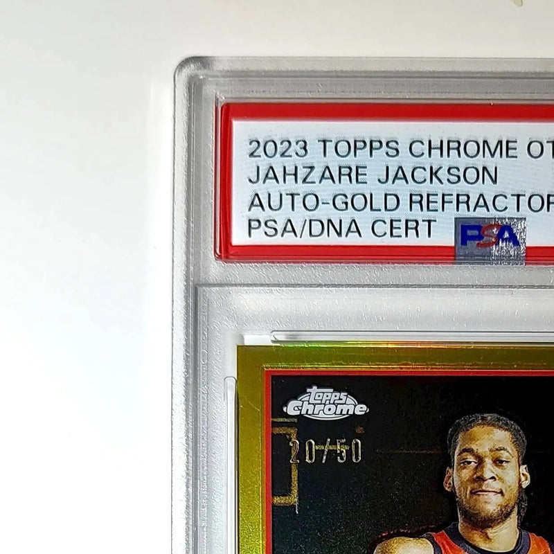 Jahzare Jackson 2023 Topps Chrome #A-JJA Gold Refractor 20/50 PSA 9 Auto 10 - Baseball Card Single