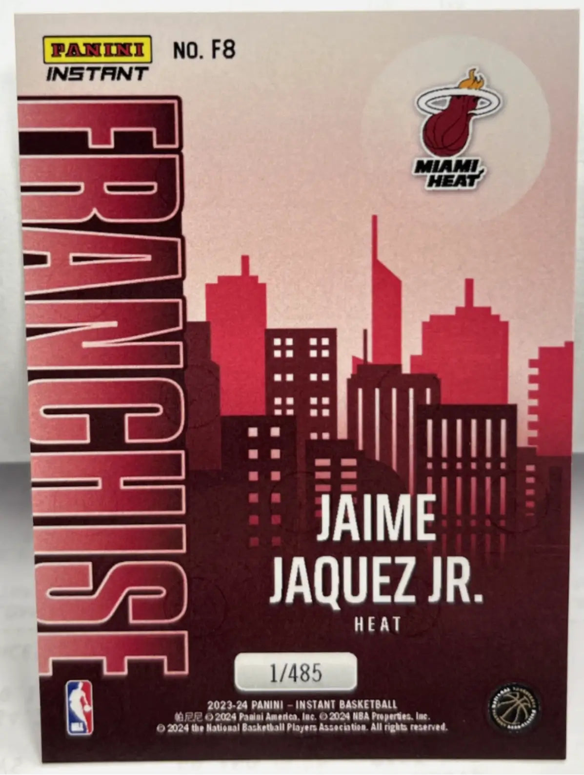 Jaime Jaquez Jr. 2023-24 NBA #8 Franchise Basketball Card Miami Heat 1/485