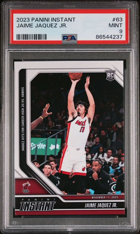 Jaime Jaquez Jr. 2023-24 Panini #63 NBA Rookie Card Heat 1 of 183 PSA 9 Mint - Basketball Card Single