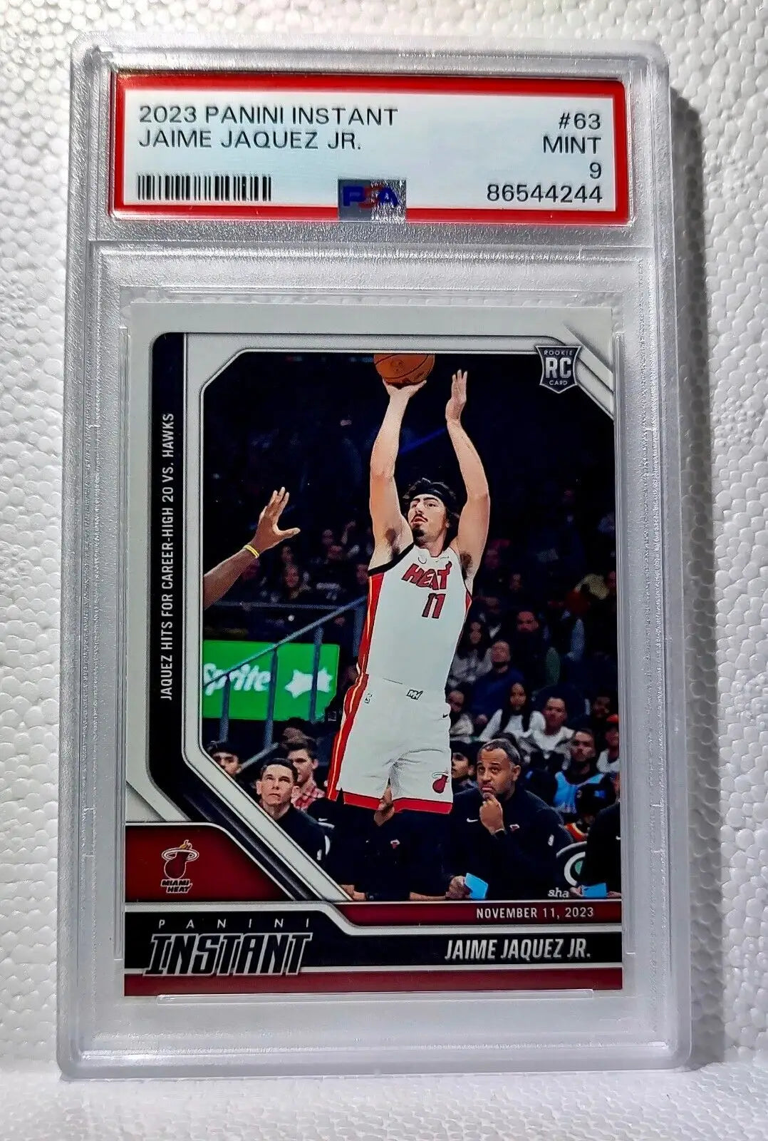 Jaime Jaquez Jr. 2023-24 Panini #63 NBA Rookie Card Heat 1 of 183 PSA 9 Mint - Basketball Card Single