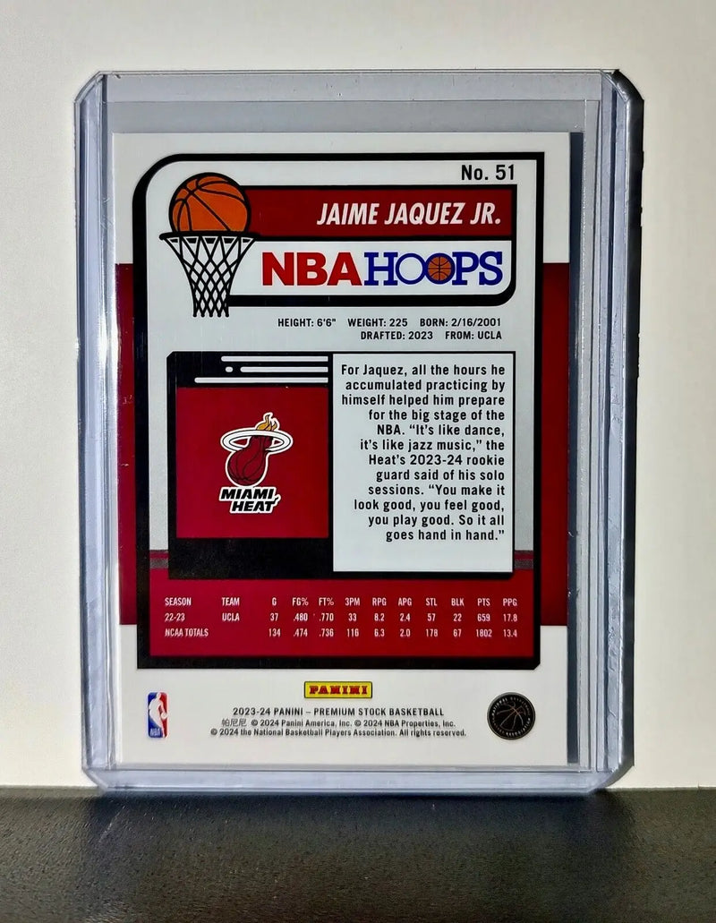 Jaime Jaquez Jr. 2023-24 Panini Premium Stock NBA Hoops #51 Rookie Card Heat