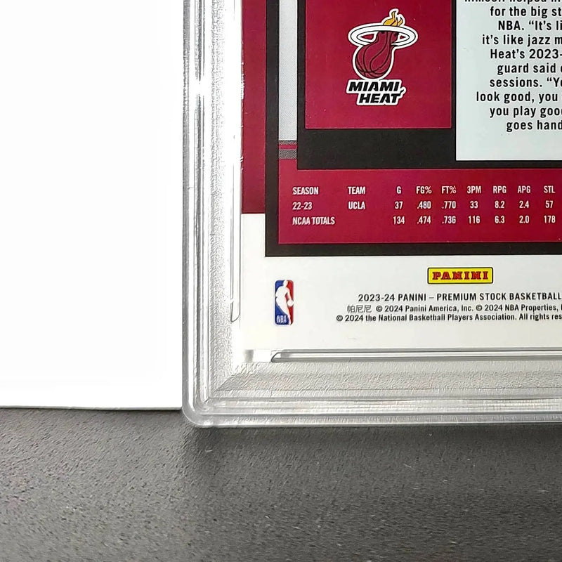 Jaime Jaquez Jr. 2023 Panini Hoops Premium #51 Disco Prizm PSA 8 NM-MT
