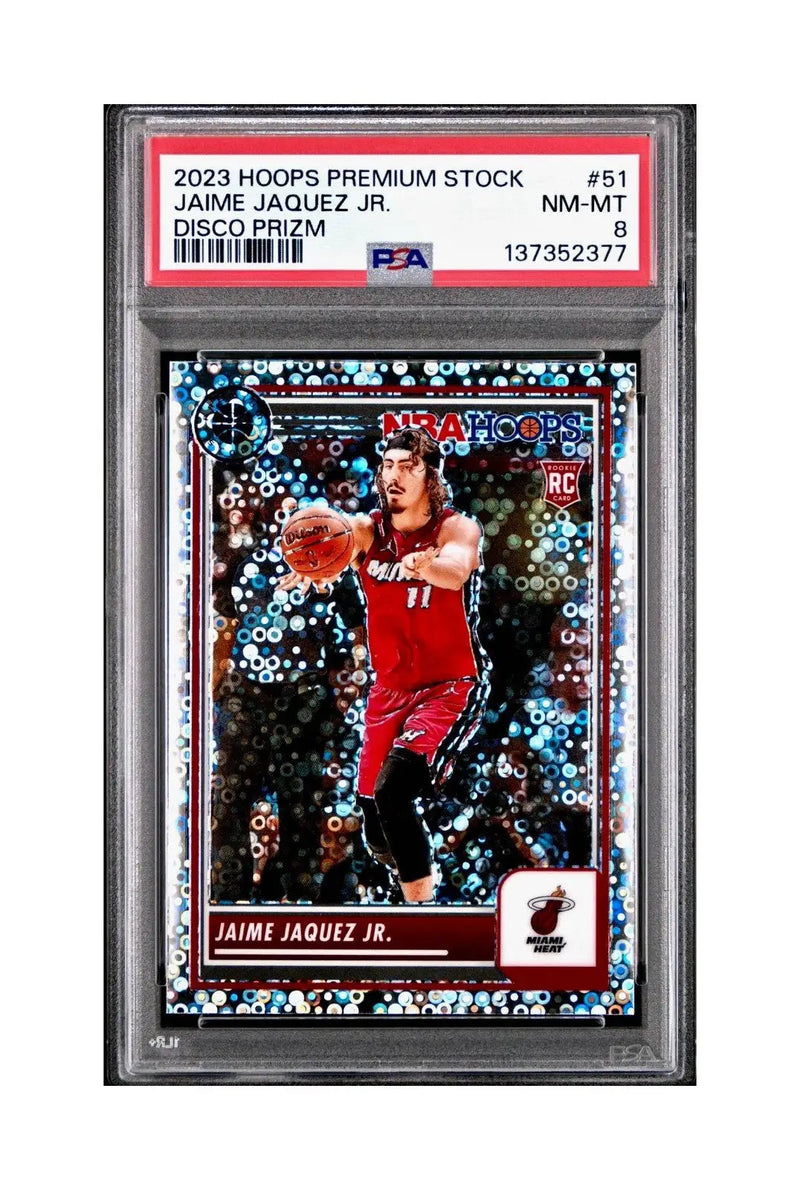 Jaime Jaquez Jr. 2023 Panini Hoops Premium #51 Disco Prizm PSA 8 NM-MT