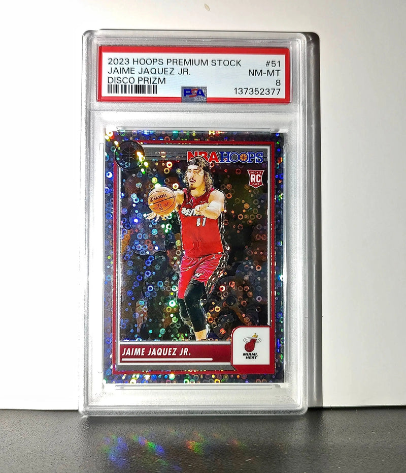 Jaime Jaquez Jr. 2023 Panini Hoops Premium #51 Disco Prizm PSA 8 NM-MT