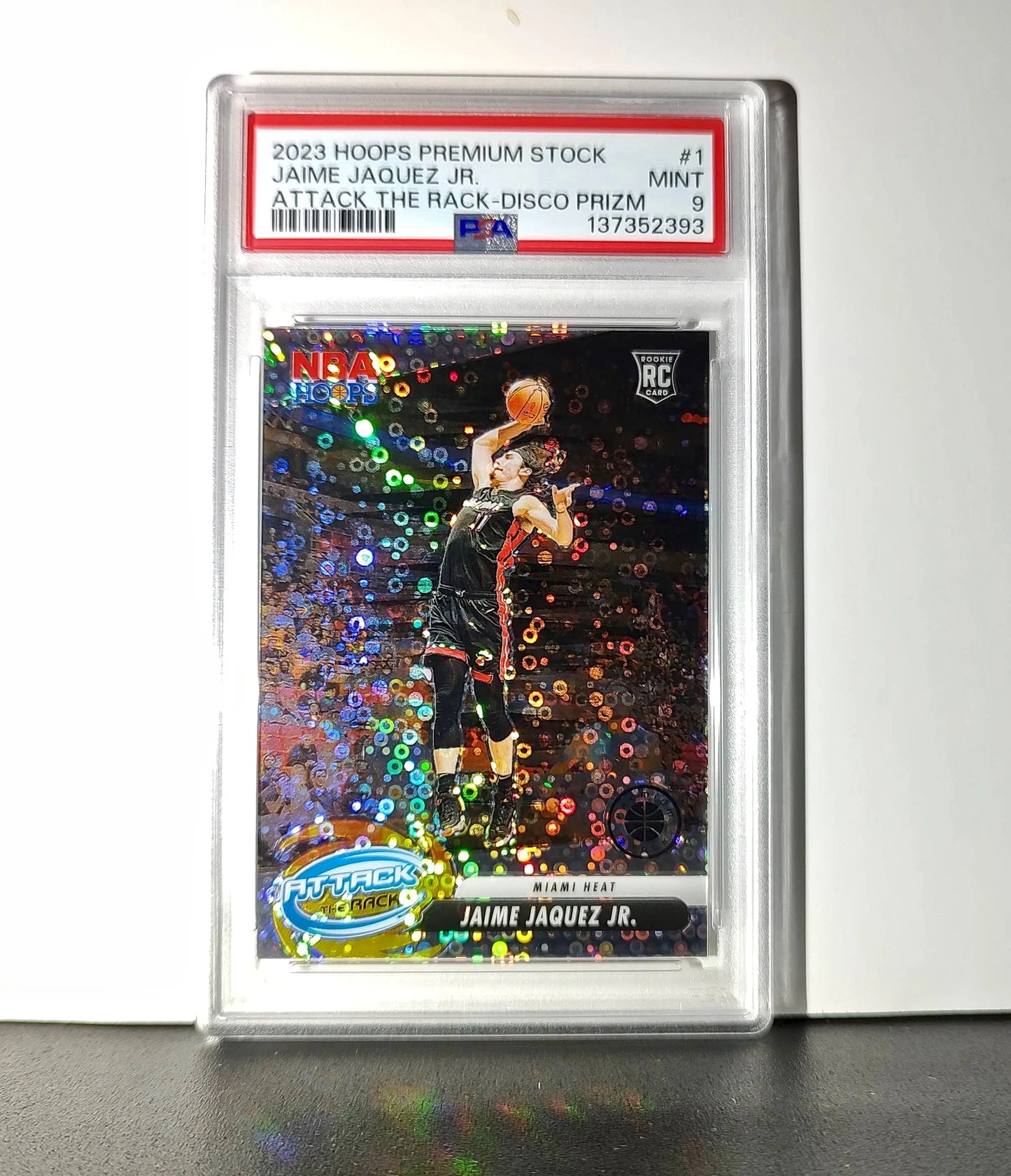 Jaime Jaquez Jr. 2023 Panini Hoops Premium Attack the Rack #1 Disco Prizm PSA 9 - Basketball Card Single