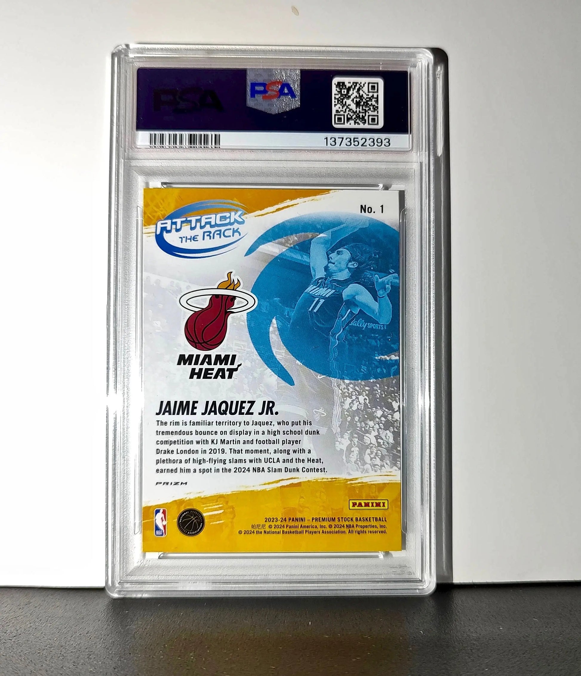Jaime Jaquez Jr. 2023 Panini Hoops Premium Attack the Rack #1 Disco Prizm PSA 9 - Basketball Card Single