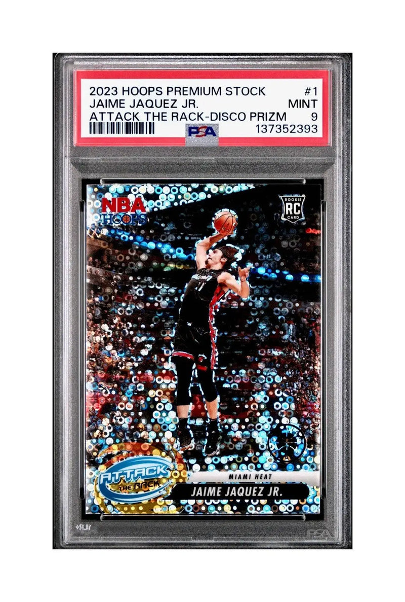 Jaime Jaquez Jr. 2023 Panini Hoops Premium Attack the Rack #1 Disco Prizm PSA 9