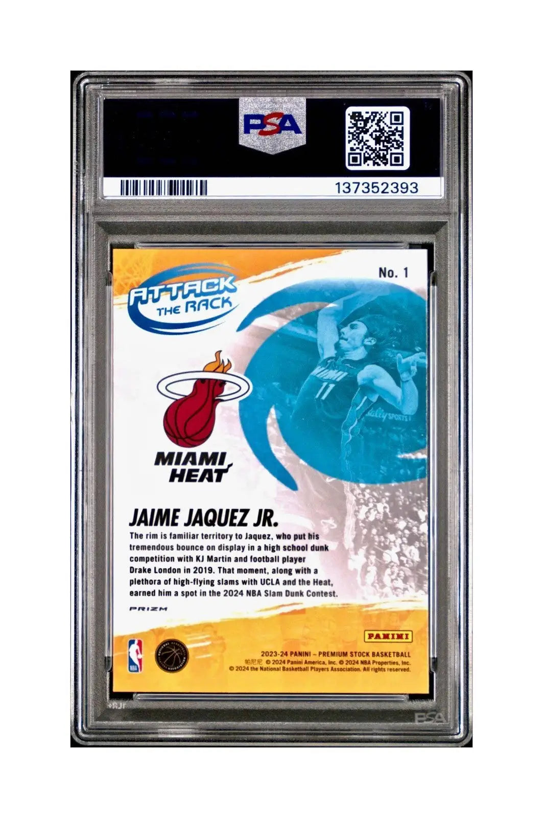 Jaime Jaquez Jr. 2023 Panini Hoops Premium Attack the Rack #1 Disco Prizm PSA 9 - Basketball Card Single