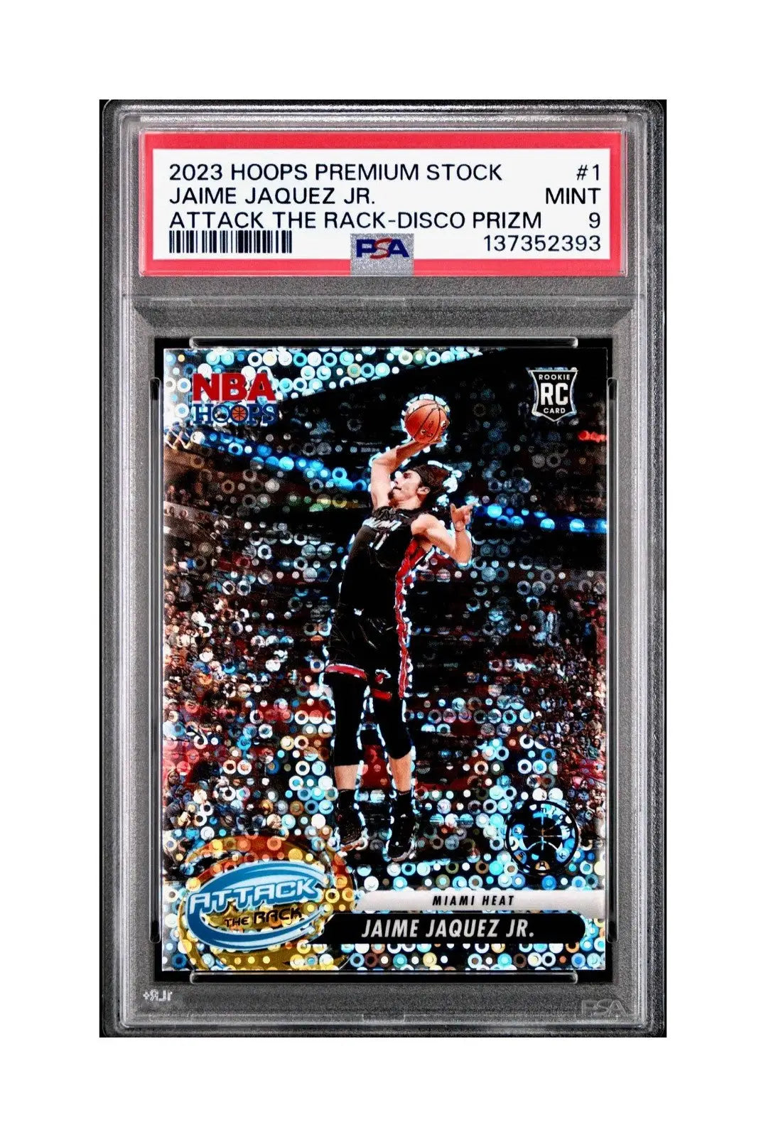Jaime Jaquez Jr. 2023 Panini Hoops Premium Attack the Rack #1 Disco Prizm PSA 9 - Basketball Card Single
