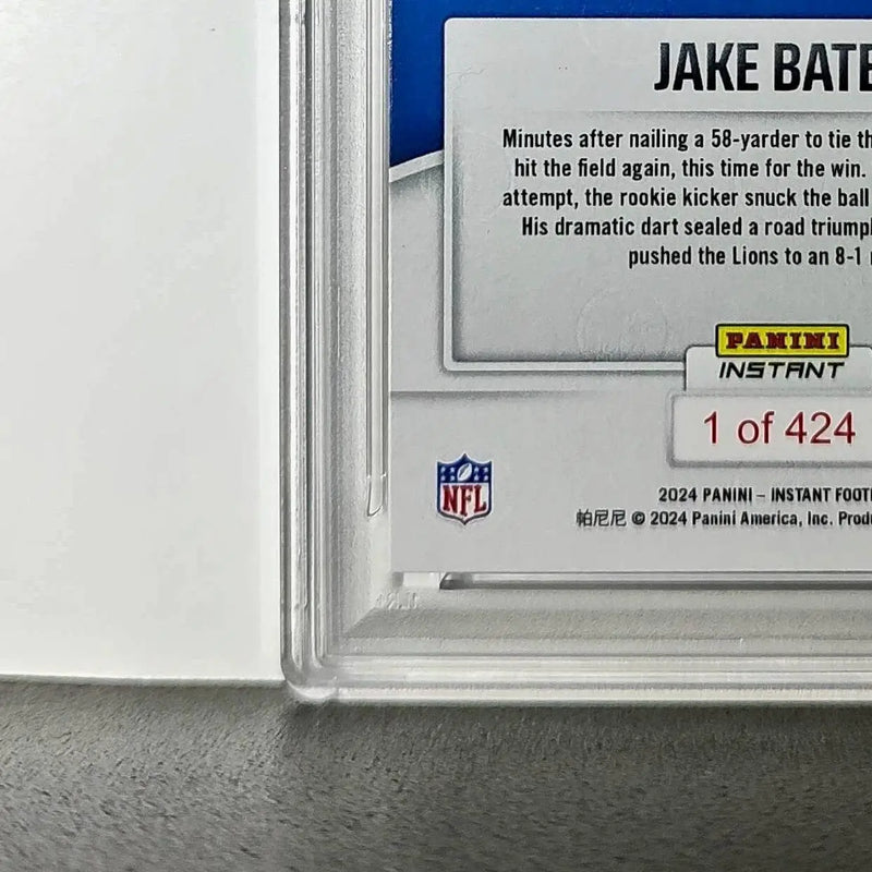 Jake Bates Rookie 2024 Panini NFL #147 Detroit Lions PSA 10 Auto 9 - Football Card Single