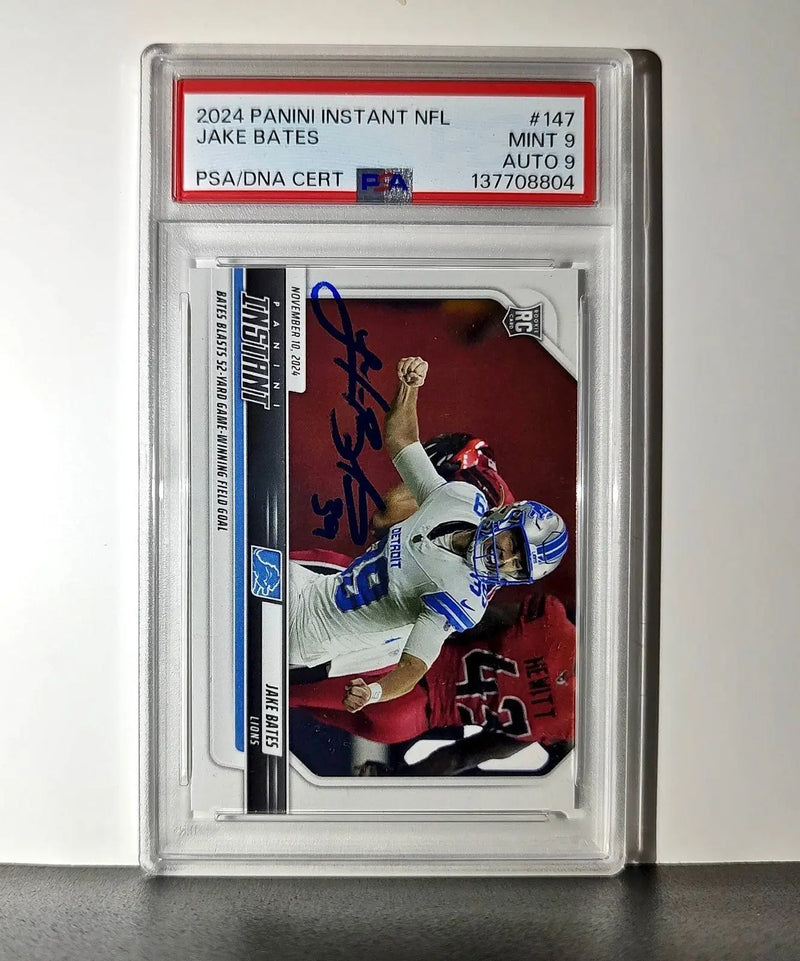 Jake Bates Rookie 2024 Panini NFL #147 Detroit Lions PSA 9 Auto 9 - Football Card Single