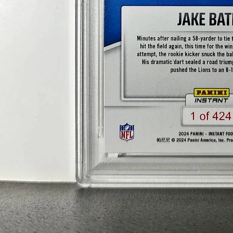 Jake Bates Rookie 2024 Panini NFL #147 Detroit Lions PSA 9 Auto 9 - Football Card Single