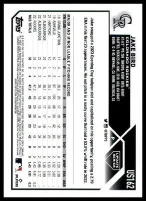 Jake Bird Rookie 2023 Topps Update #US162 Colorado Rockies - Baseball Card Single