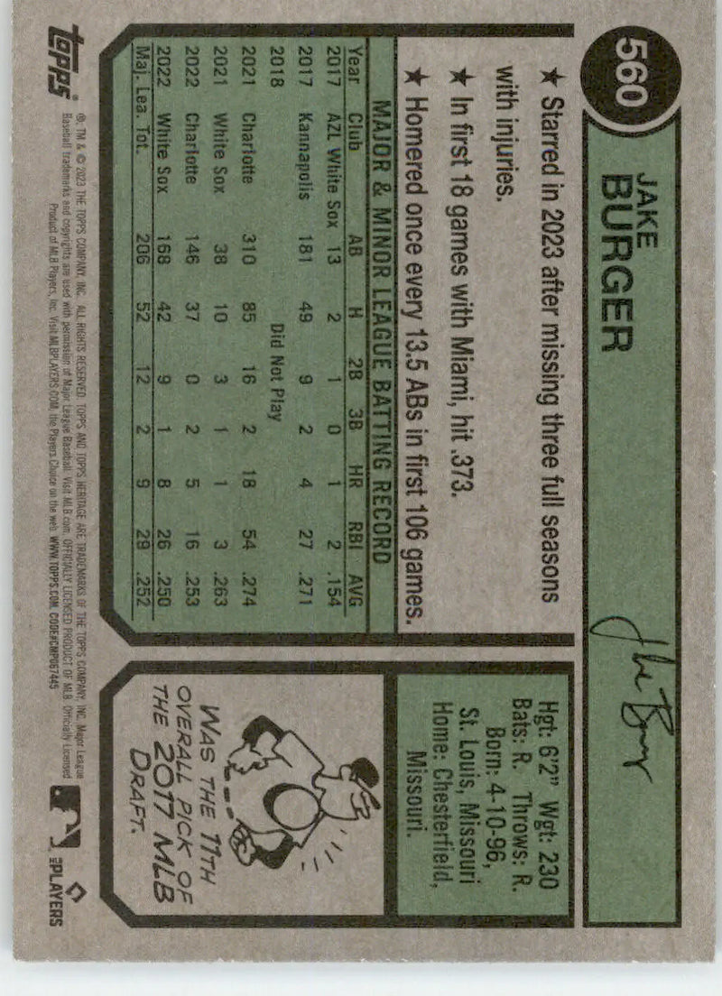 Jake Burger - 2023 Topps Heritage - #560 - Baseball
