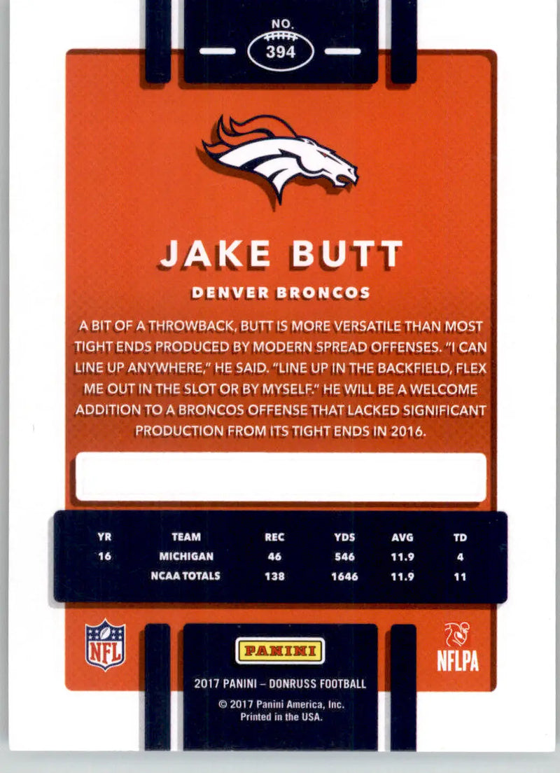 Jake Butt - 2017 Donruss - #394 - RC Football