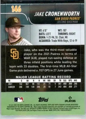 Jake Cronenworth - 2022 Stadium Club Chrome - #146 - Baseball - Baseball Card Single