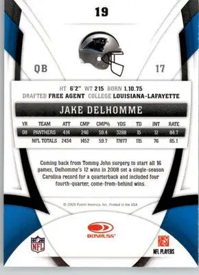 Jake Delhomme - 2009 Donruss Certified - #19 - Football - Football Card Single