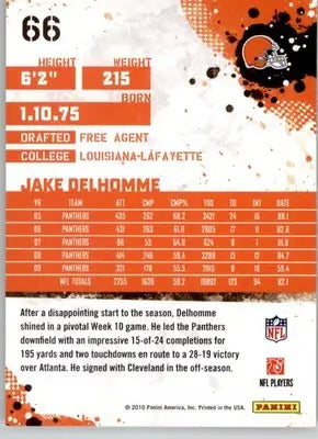Jake Delhomme - 2010 Score - #66 - Football - Football Card Single