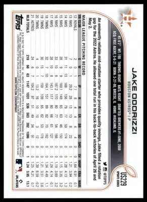 Jake Odorizzi 2022 Topps Update #US229 Houston Astros - Baseball Card Single