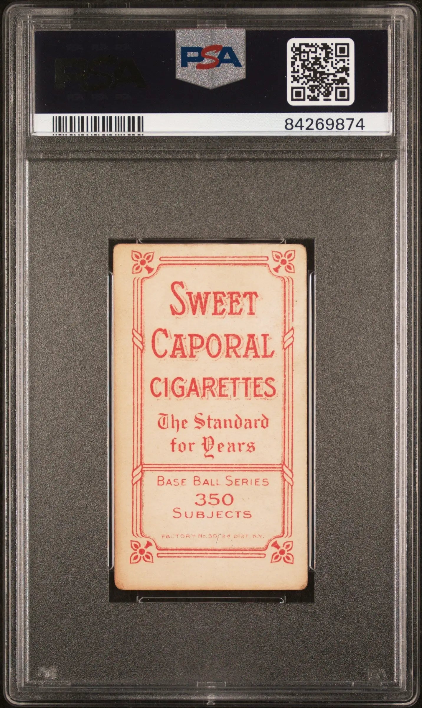 Vintage Jake Pfeister Pfiester T206 Sweet Caporal 350/30 trading card in graded case