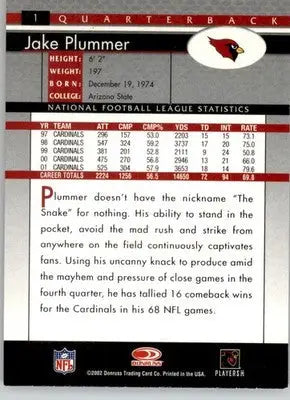 Jake Plummer - 2002 Donruss - #1 - Football - Football Card Single