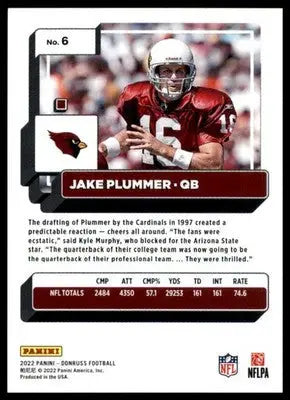 Jake Plummer 2022 Donruss #6 Arizona Cardinals - Football Card Single