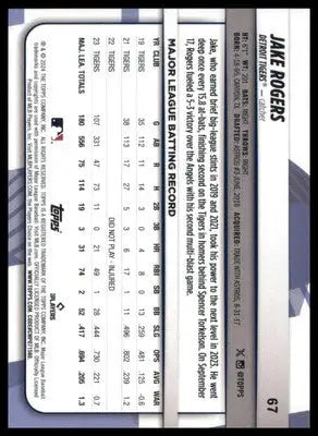 Jake Rogers 2024 Topps Big League #67 Detroit Tigers - Baseball Card Single