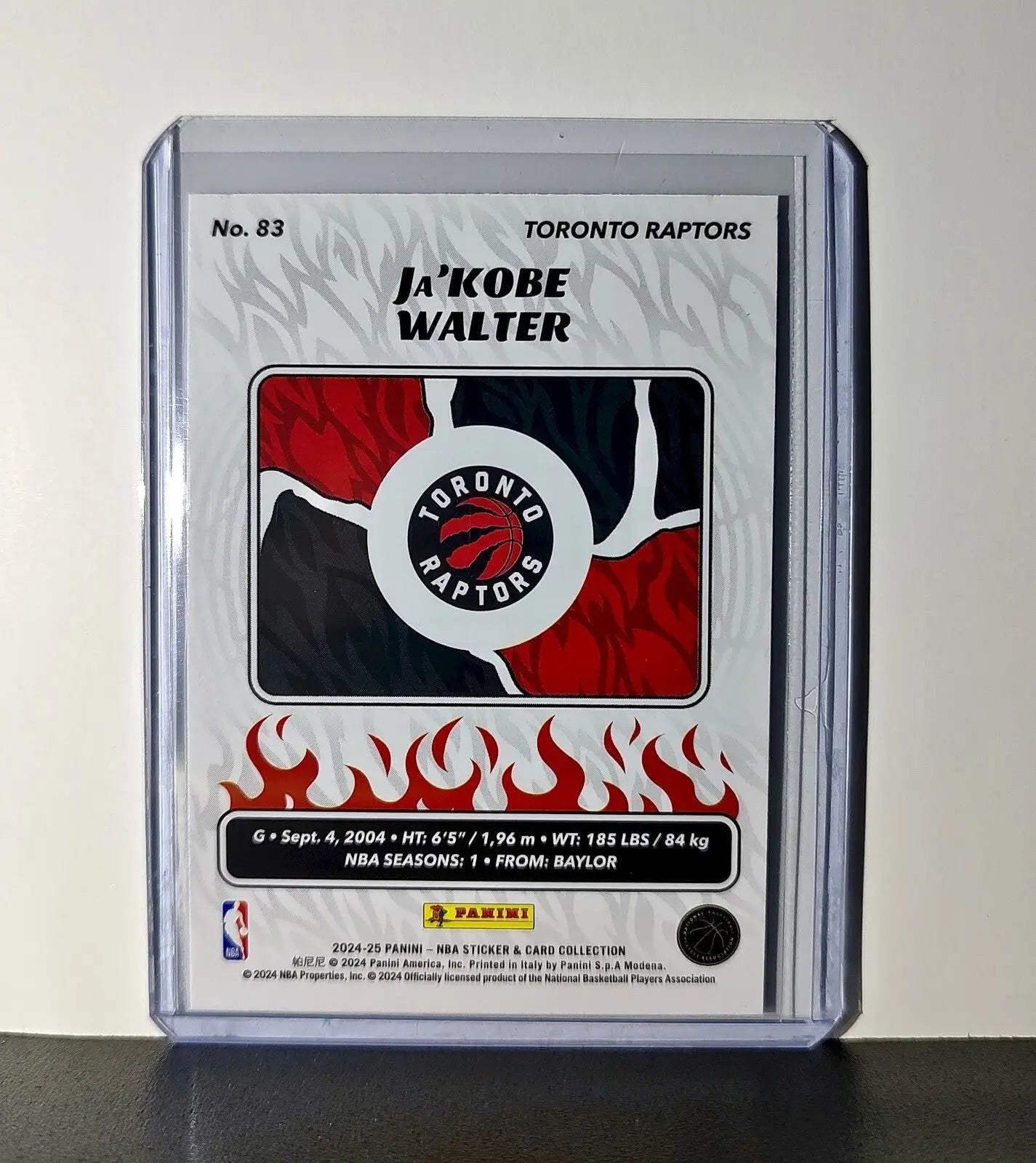 Ja’Kobe Walter Rookie 2024-25 Panini NBA #83 Sticker Card Toronto Raptors - Basketball Card Single
