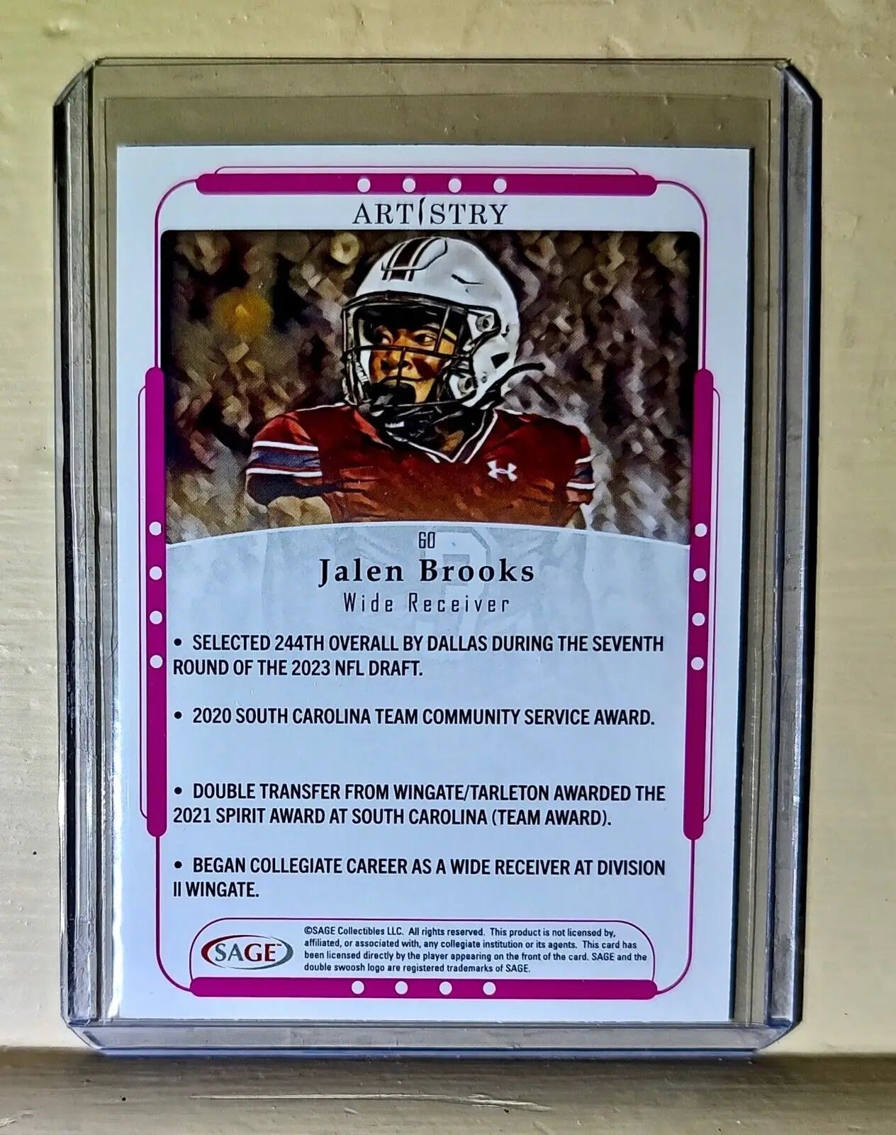 Jalen Brooks 2023 SAGE NFL Artistry Football #60 Card - Football Card Single