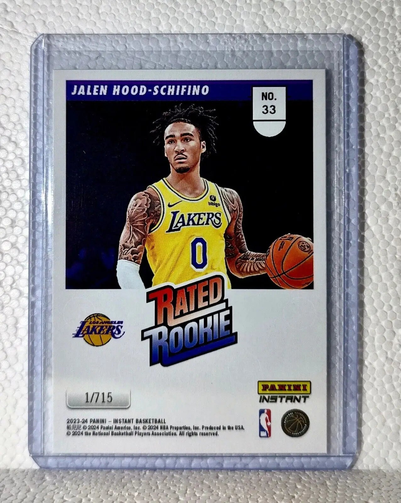 Jalen Hood-Schifino 2023-24 Panini NBA #33 Rated Rookie Retro Card Lakers 1/715 - Basketball Card Single