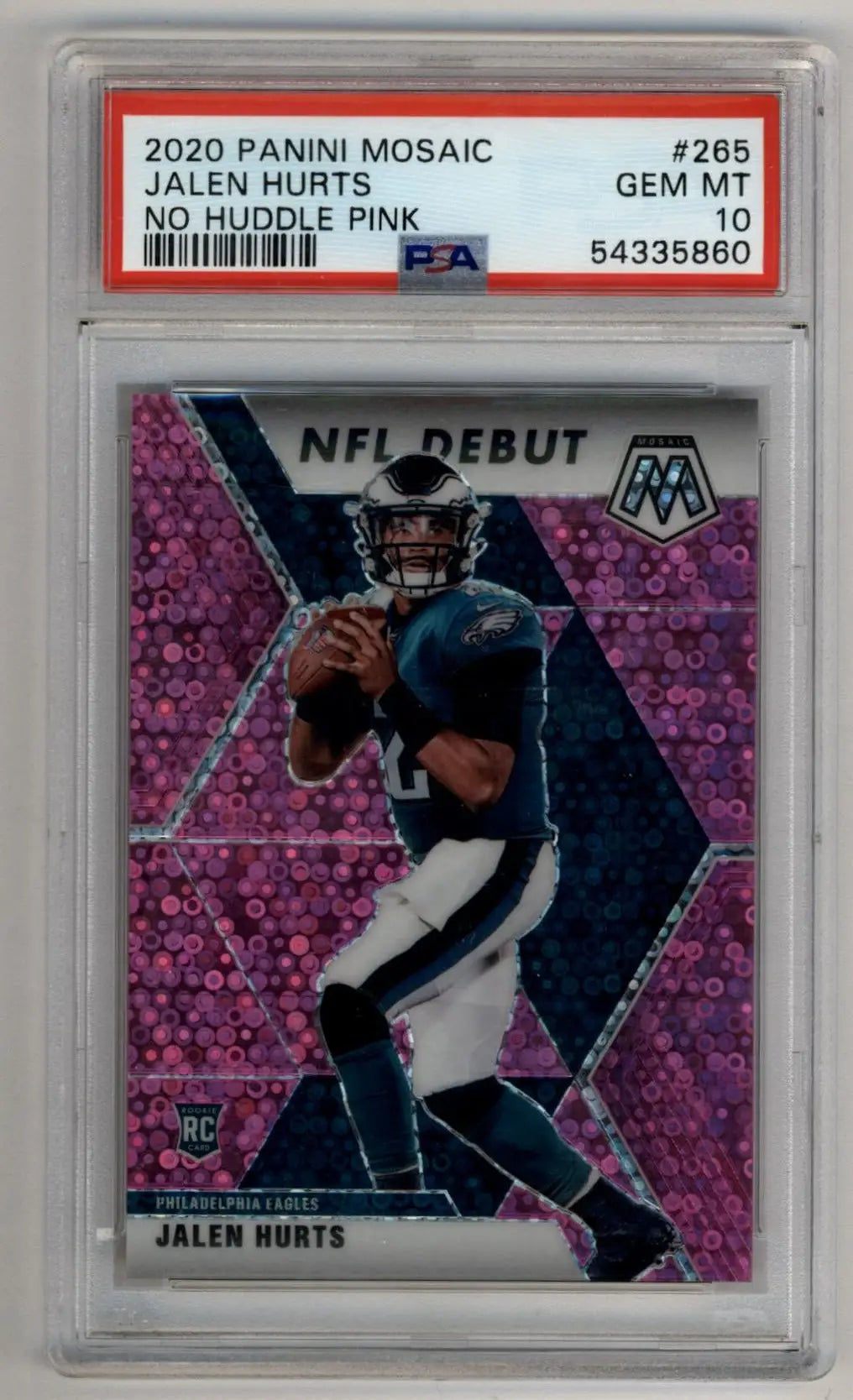 Jalen Hurts 2020 Mosaic No Huddle Pink 06/20 #265 PSA 10 Gem Mint - Football Card Single