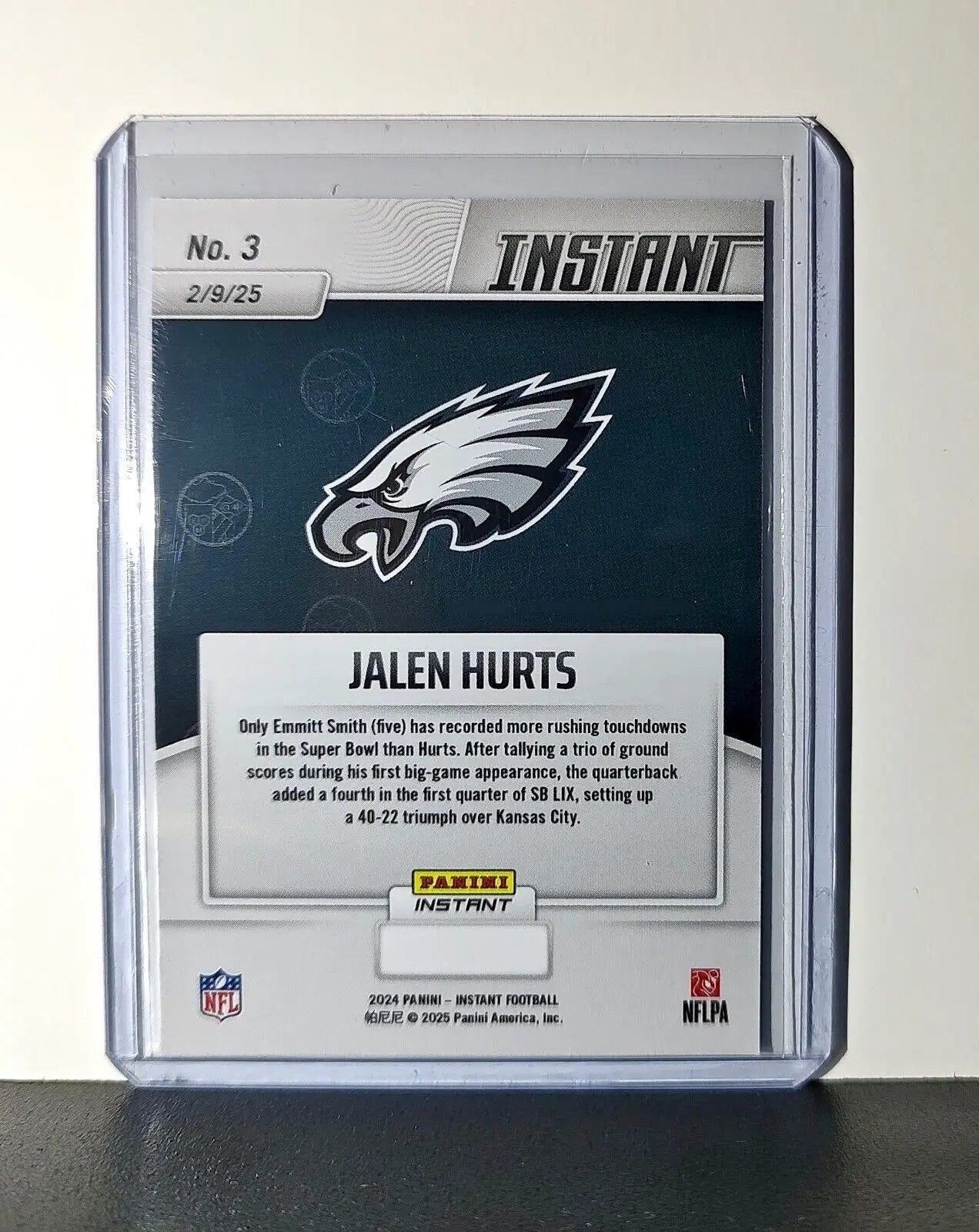 Jalen Hurts 2024 Panini Super Bowl LIX Champions NFL #3 Football Card Eagles - Football Card Single