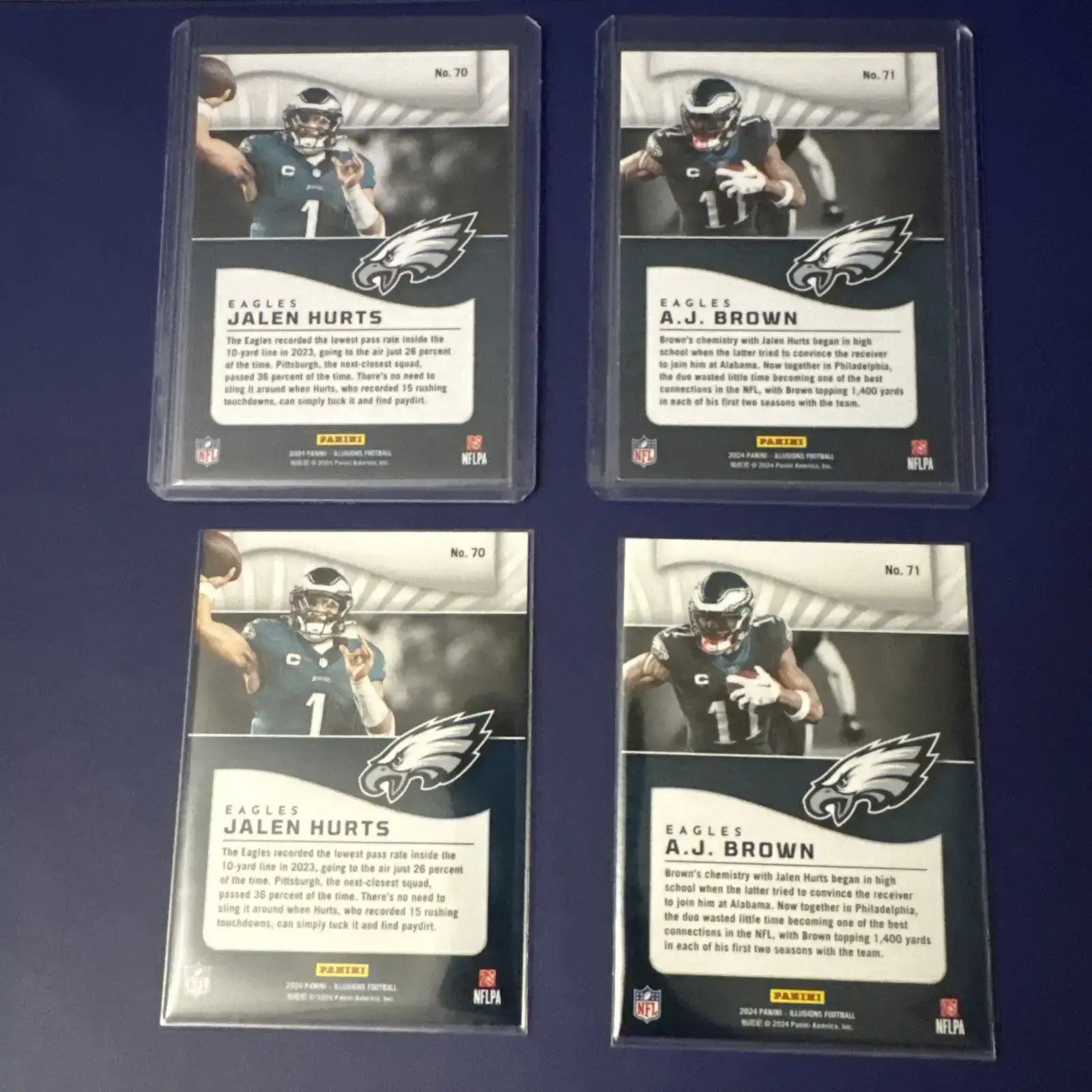 Jalen Hurts & Aj Brown 2024 Panini Illusions Emerald + Base Color Match - Football Card Single