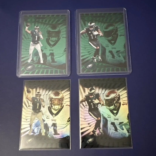 Jalen Hurts & Aj Brown 2024 Panini Illusions Emerald + Base Color Match - Football Card Single