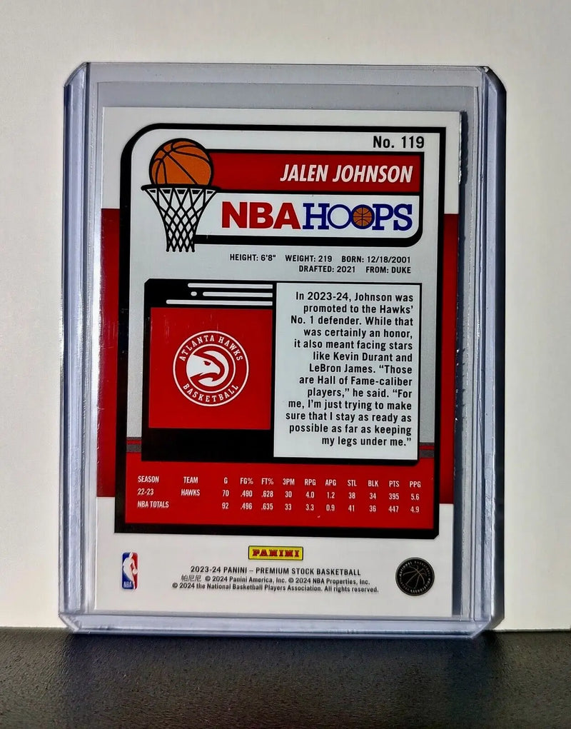 Jalen Johnson 2023-24 Panini Premium Stock NBA Hoops #119 Card Atlanta Hawks - Basketball Card Single