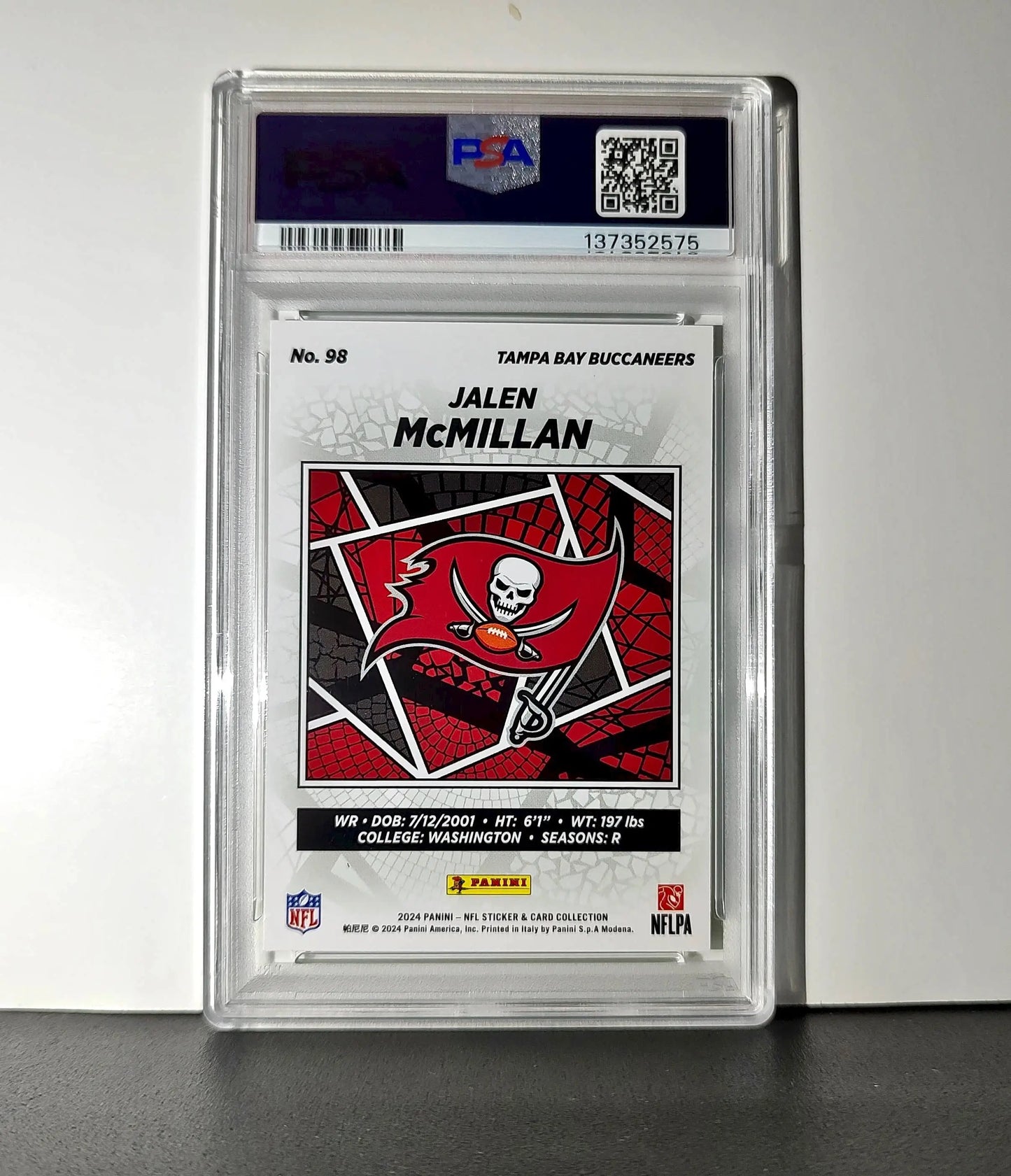 Jalen McMillan Rookie 2024 Panini Sticker Collection 053/075 #98 Lime Foil PSA 9 - Football Card Single