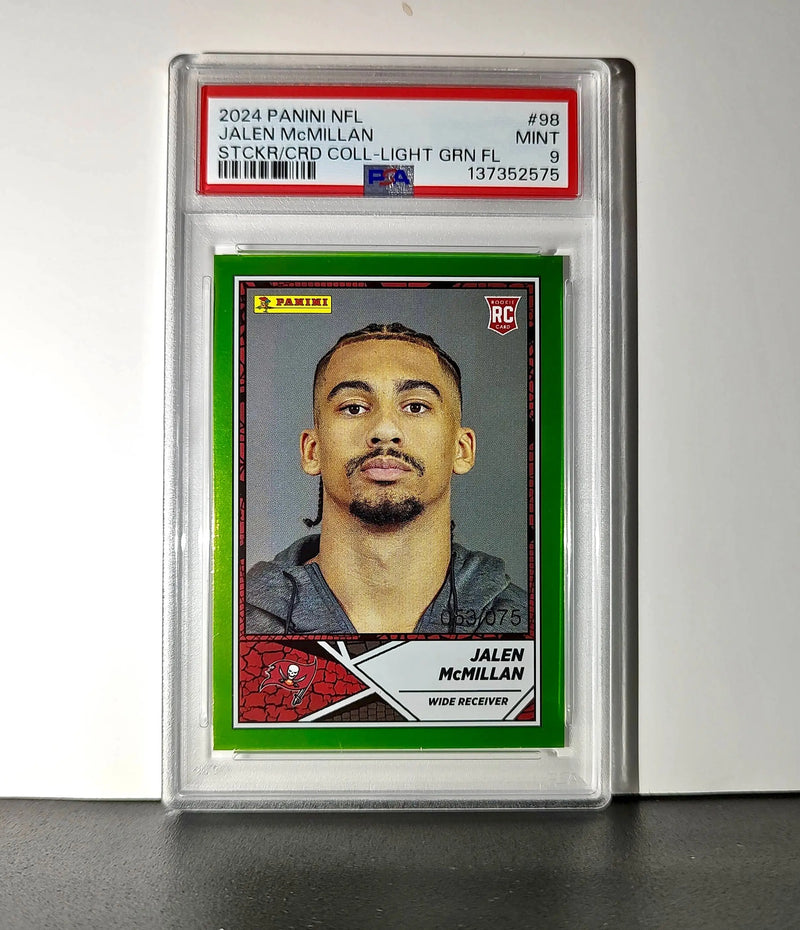 Jalen McMillan Rookie 2024 Panini Sticker Collection 053/075 #98 Lime Foil PSA 9 - Football Card Single